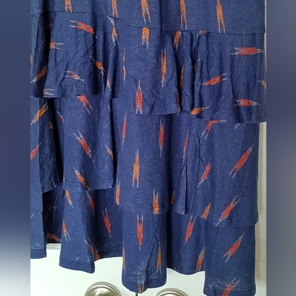 Lauren Ralph Lauren women's Tiered Ruffle Dress Pullover Navy Blue Comfy Size M - Picture 3 of 11